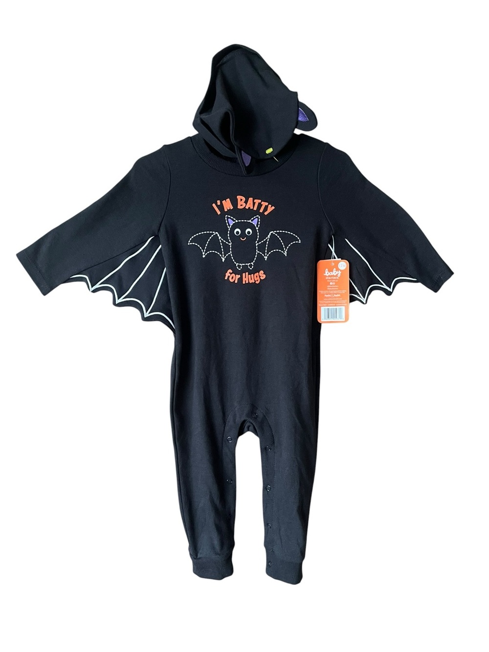 Baby Black Bat Wing Halloween Costume Romper with Hat